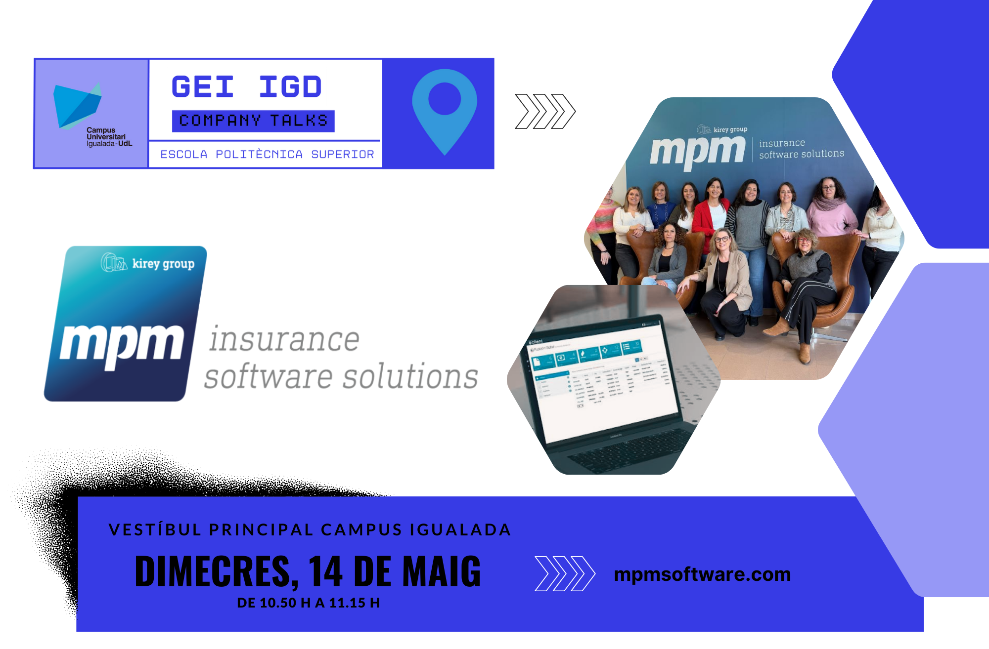 Cartell participació empresa MPM Software en el Company Talks del grau en Enginyeria Informàtica del Campus d'Igualada-UdL GEI-IGD-CompanyTalks-MPM